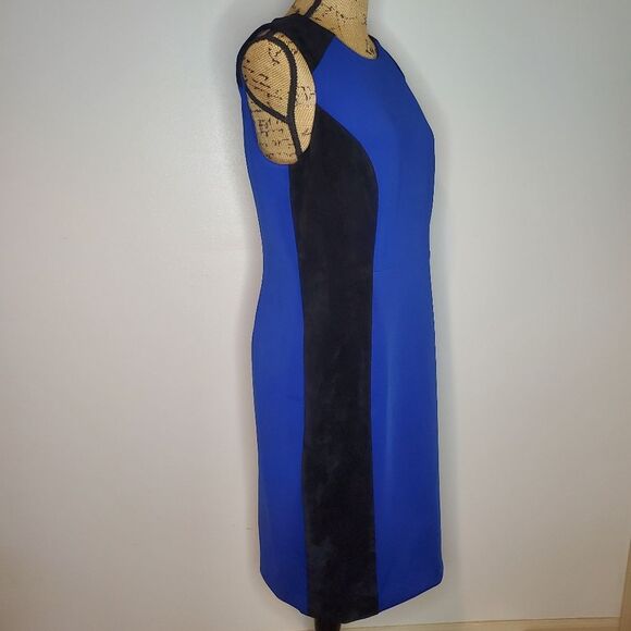 NWT Calvin Klein Faux Suede Silhouette Blue Dress Size 12 - Picture 5 of 13